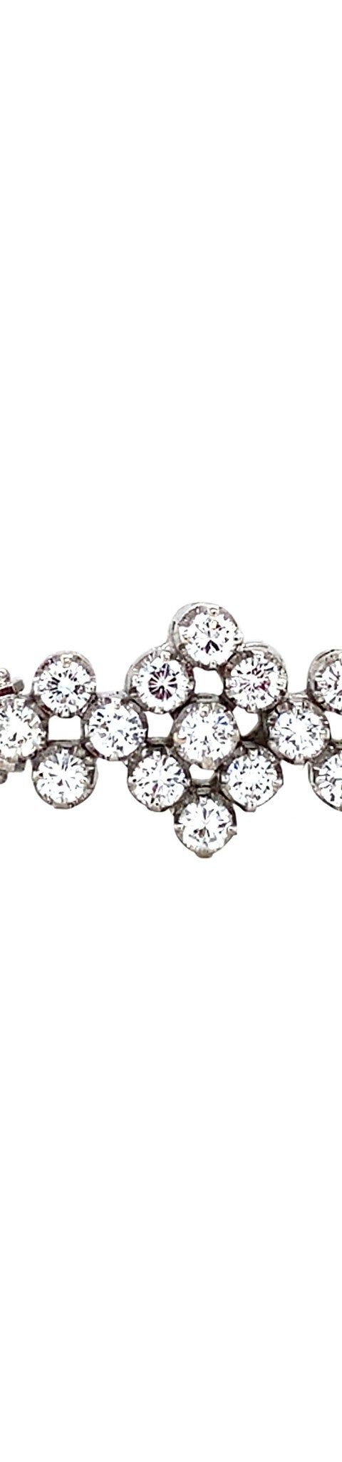 Vintage 14K White Gold Cluster Bracelet with Diamond